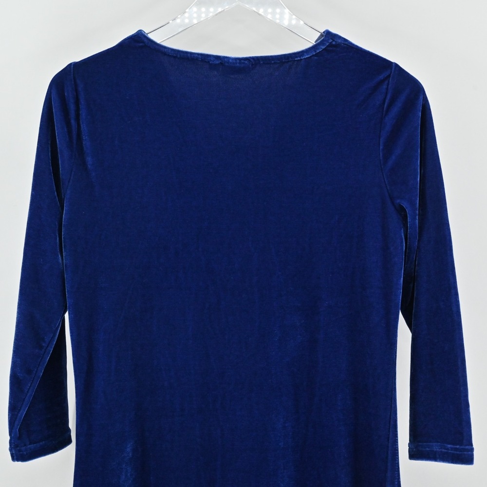 Vtg Y2k Blue Velvet Dress Womens Size 38 Cowl Neck Velour Whimsigoth Holiday - Picture 13 of 14